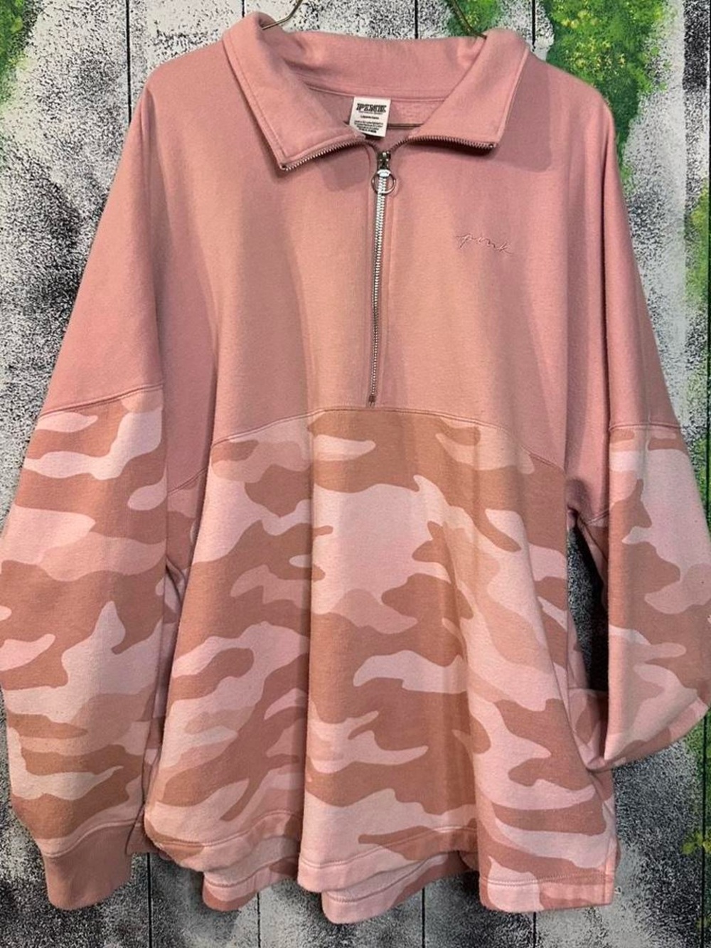 VS Pink Camo Half-Zip Pullover